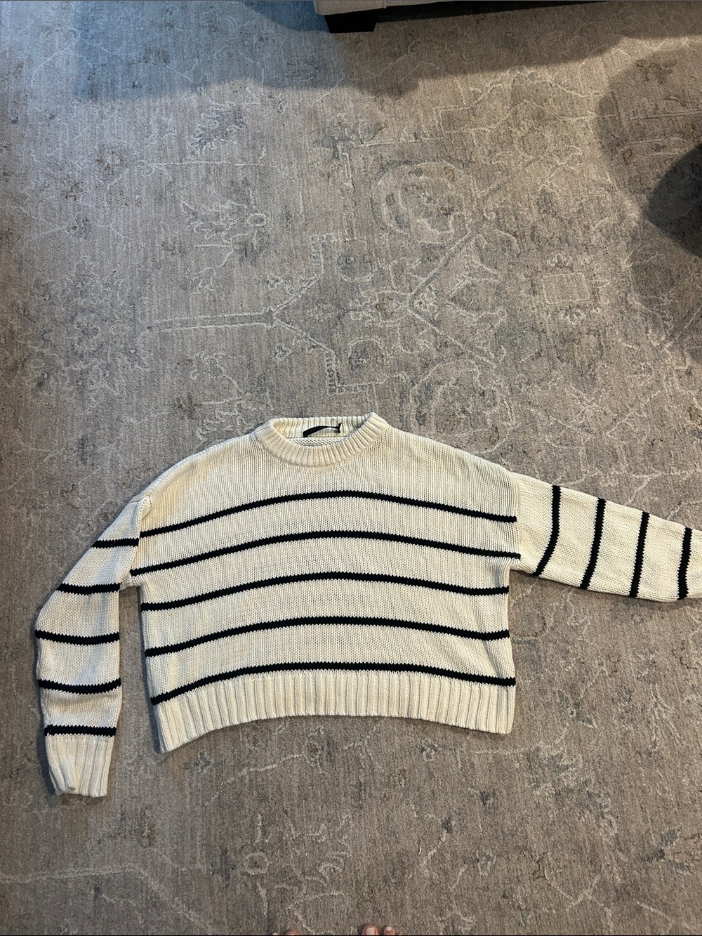 Jenni kayne Striped Crewneck Sweater - Ivory with Black Stripes